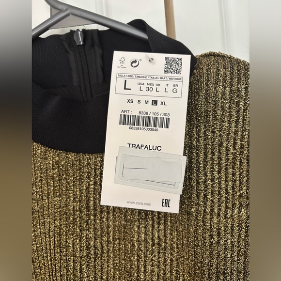 NWT - Zara golden shiny pleated dress - Picture 3 of 3